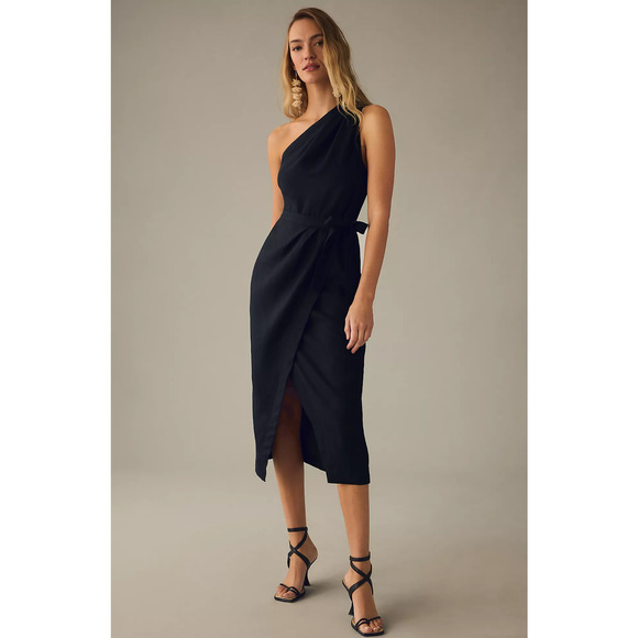 Anthropologie One-Shoulder Linen Dress - New Size 12 - Picture 1 of 6